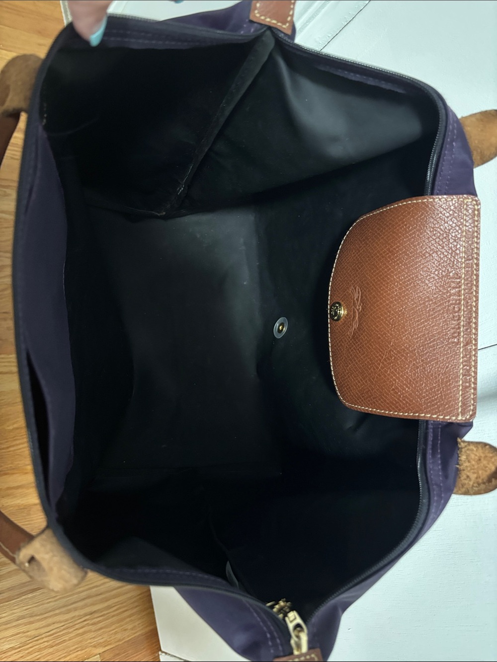 Authentic Longchamp Purple and Brown Leather Tote - Picture 3 of 8